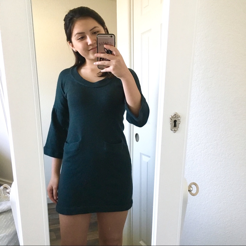 Banana Republic Green Merino Wool Sweater Dress